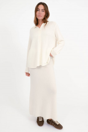 Strickbluse aus Cashmere-Mix in Snow