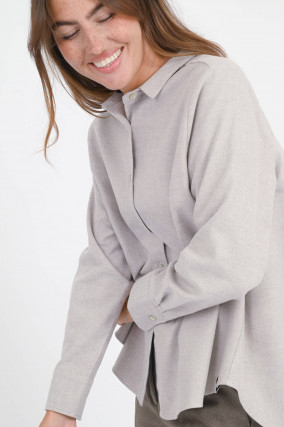 Weiche Baumwollbluse mit Mikrostreifen in Taupe