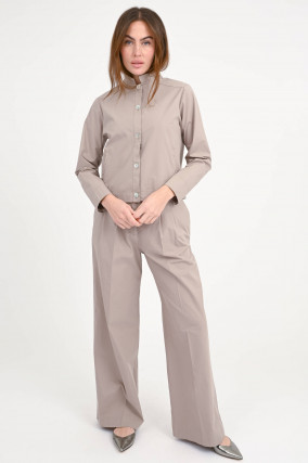 Wide-Leg Hose aus Baumwolle in Taupe