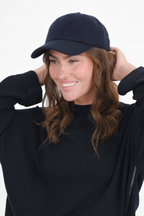Basecap aus Cashmere in Navy