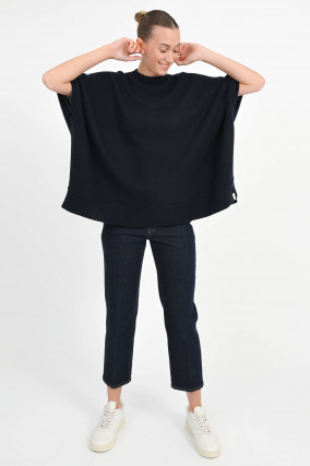 Cashmere Poncho in Navy