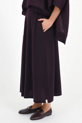 Midi-Rock aus Cashmere in Aubergine