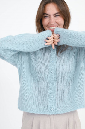 Cardigan aus Cashmere-Seide-Mix in hellem Türkis