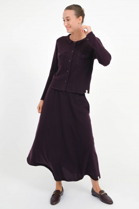 Strickjacke aus Cashmere-Baumwoll-Mix in Aubergine