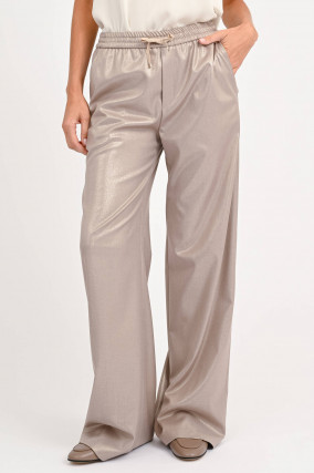 Weite Hose in Taupe mit Glitzer-Effekt