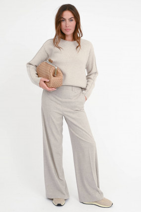 Wide-Leg Hose in Beige meliert