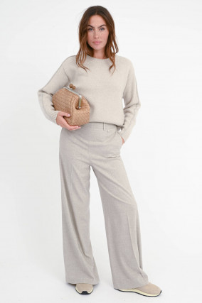 Wide-Leg Hose in Beige meliert