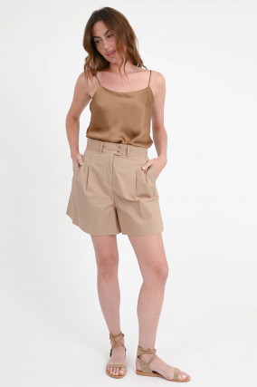 Baumwoll-Bermuda in Pale Camel