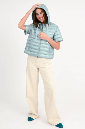 Kurzarm-Jacke mit Kapuze in Mint
