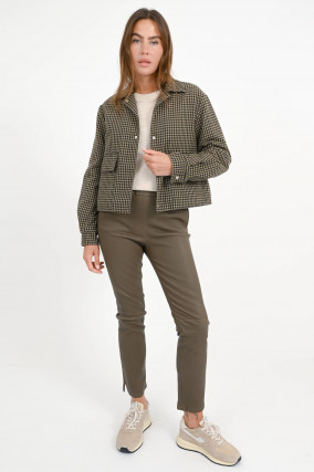 Hahnentritt-Jacke in Khaki/Taupe/Navy