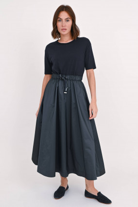 Kleid mit Material-Mix in Navy