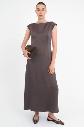Maxi-Satinkleid in Chocolate
