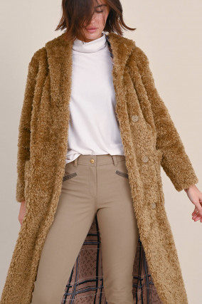 Faux Fur Mantel in Camel