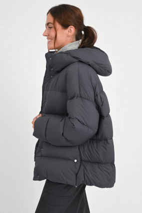 Steppjacke mit Stehkragen in Anthrazit-Braun