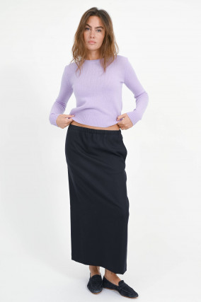 Bleistiftrock aus Woll-Mix in Blue Navy