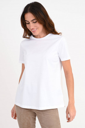 Shirt mit Taft-Einsatz in Weiß