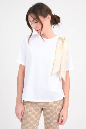 Baumwollshirt mit Schleifen-Detail in Weiß