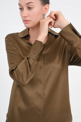 Seiden-Bluse in Teak