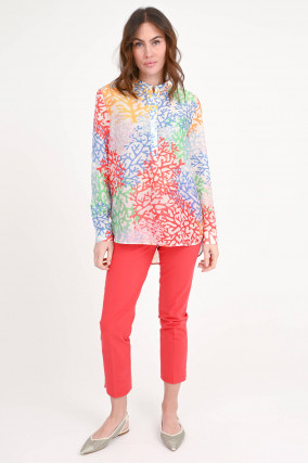 Tunika mit Korallen-Design in Multicolor