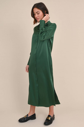 Satin Kleid in Dunkelgrün