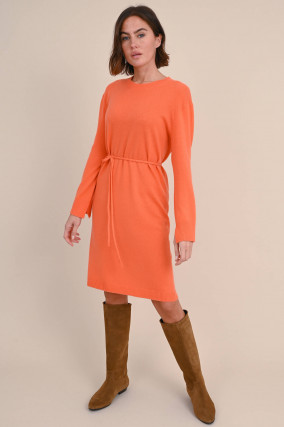 Strickkleid aus Wolle und Cashmere in Orange