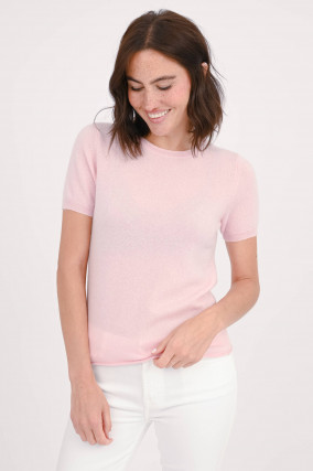 Cashmere Kurzarm-Pullover in Rosa