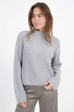 Strickpullover in Blau/Beige