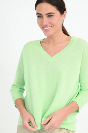 Cashmere Pullover mit V-Neck in Mintgrün