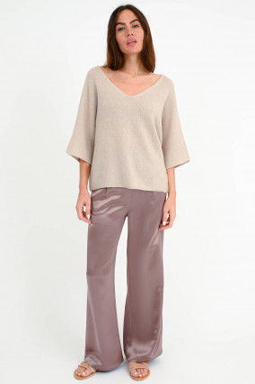 Wolle/Cashmere Pullover in Beige