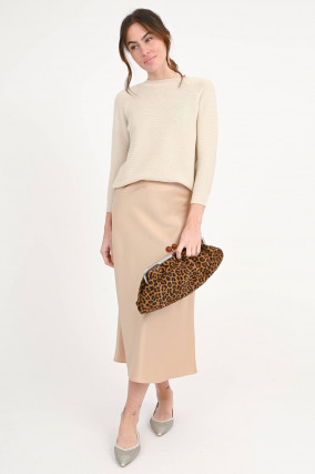 Satin Midi-Rock in Sesame