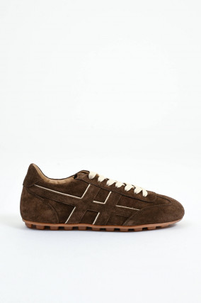 Sneaker LACE UP in aus Veloursleder in Braun