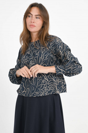 Gemusterte Bluse DEPRESSA in Navy/Beige