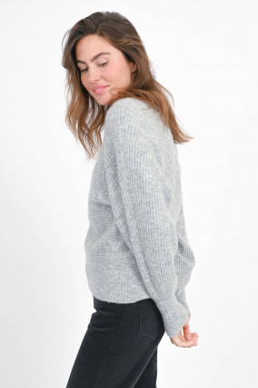 Woll-Mix-Pullover in Grau meliert