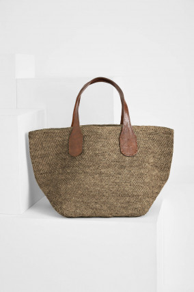 Shopper TOKYO II mit Lederriemen in Walnuss