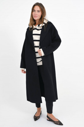 Maxi-Wollmantel in Schwarz