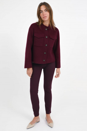 Wolljacke mit Pattentaschen in Bordeaux