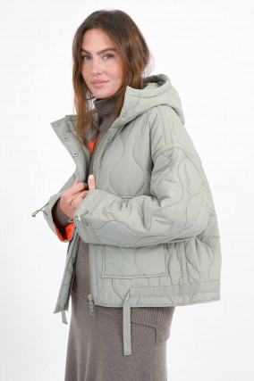Outdoor Jacke mit Wellen-Stepp-Optik in Sage