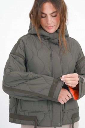 Outdoor Jacke mit Wellen-Stepp-Optik in Forest