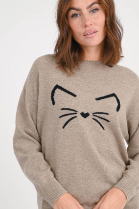Cashmere Pullover CAT in Taupe