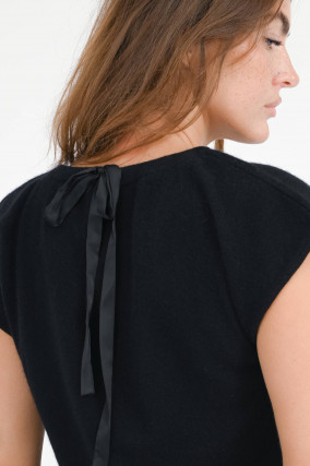 Cashmere Shirt mit Schleifen in Pure Black
