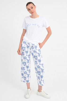 Cropped-Sweatpants MERLE in Blau/Weiß