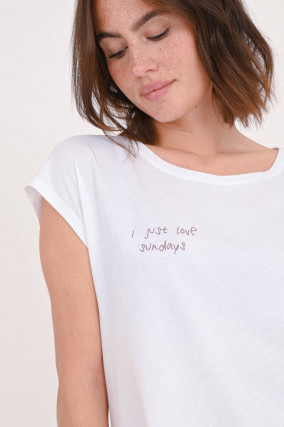 T-Shirt aus Baumwolle mit Aufdruck in Weiß