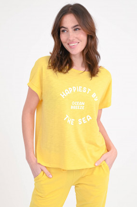 Shirt HAPPIEST AT THE SEA in Lemon Drop