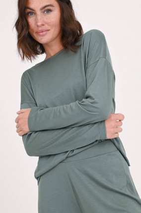 Langarm-Shirt in Oliv