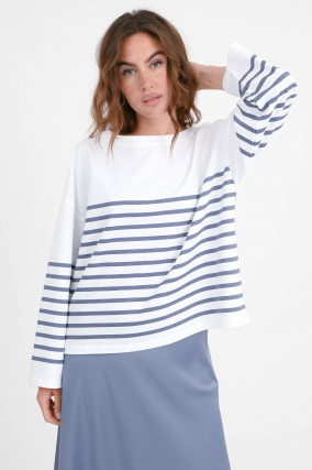 Gestreiftes Sweatshirt ALISON in Graublau/Weiß