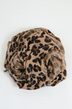 Leo-Schal in Beige/Schwarz