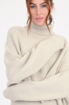 Cropped Cashmere-Rollkragen CATHIE in Beige