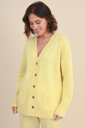 Cashmere Cardigan MORGAN in Pastellgelb