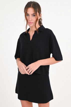 Kurzarm-Poloshirt NEELA in Schwarz