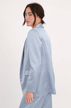 Oversize-Blazer in Graublau glänzend